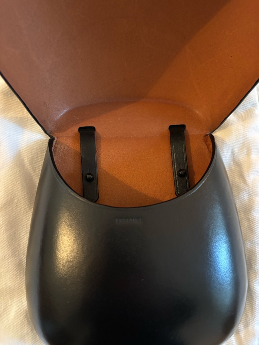 Lemaire Tacco Molded Crossbody Black Leather Saddle Bag - Picture 5 of 5
